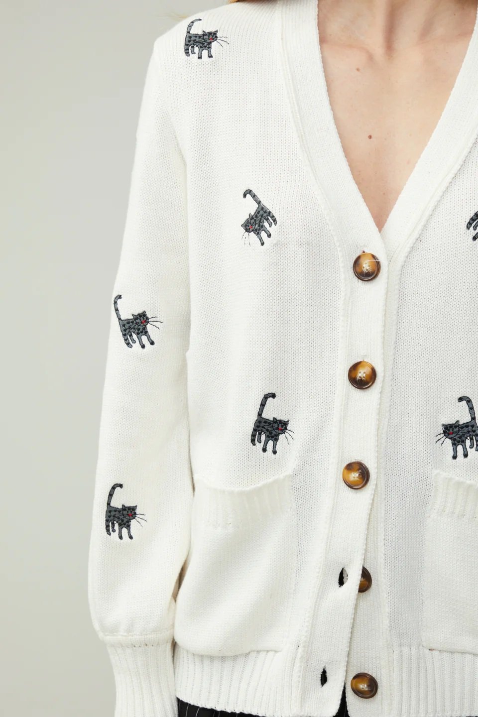 Casaqueto Gatinhos Tricot Off White - Imagem 5