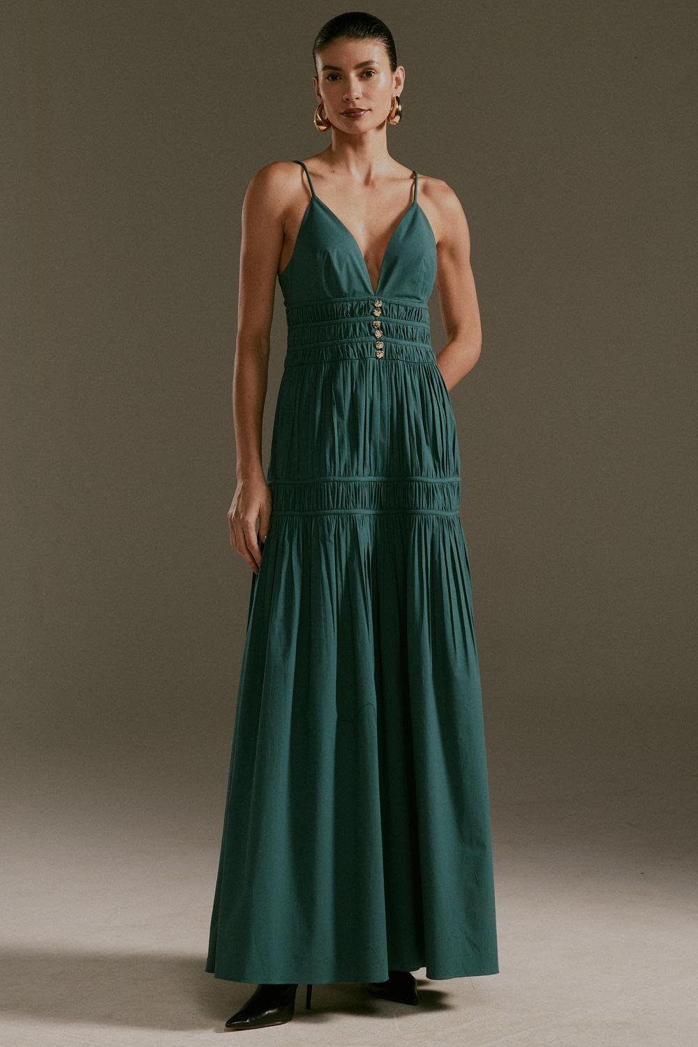 Vestido Longo Algodão Átila Azul