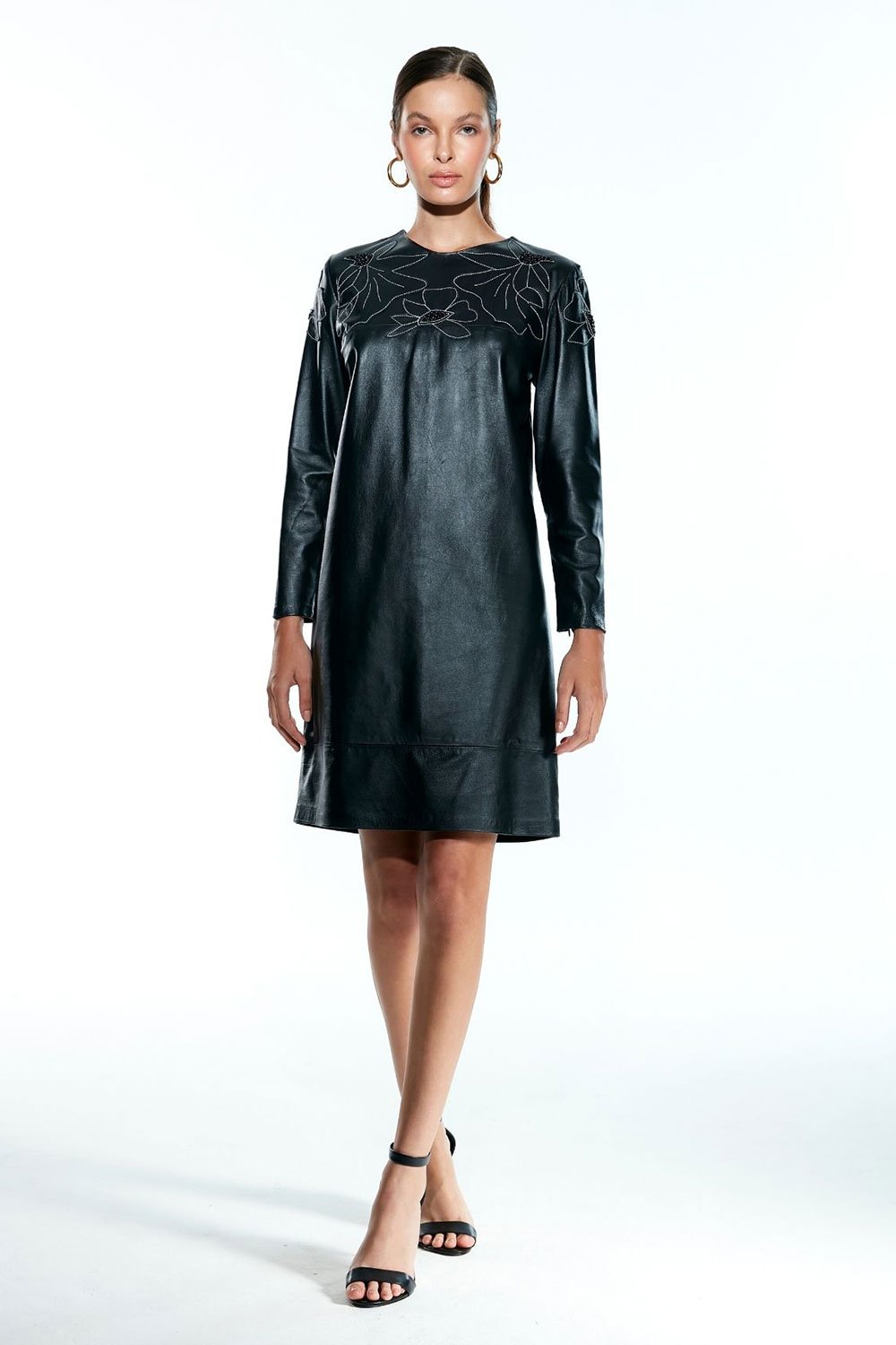 Vestido Martina de Couro Preto