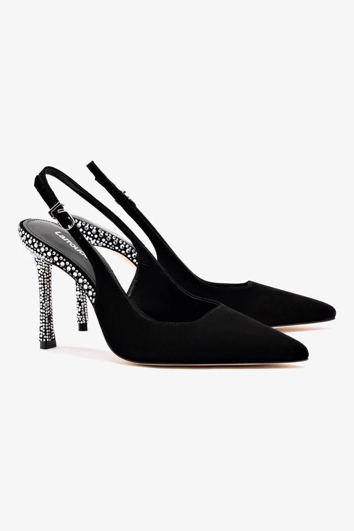 Kaitlan Crystal Pump In Black Suede - Imagem 2