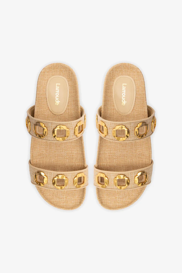 Milan Slide In Beige Raffia - Imagem 3