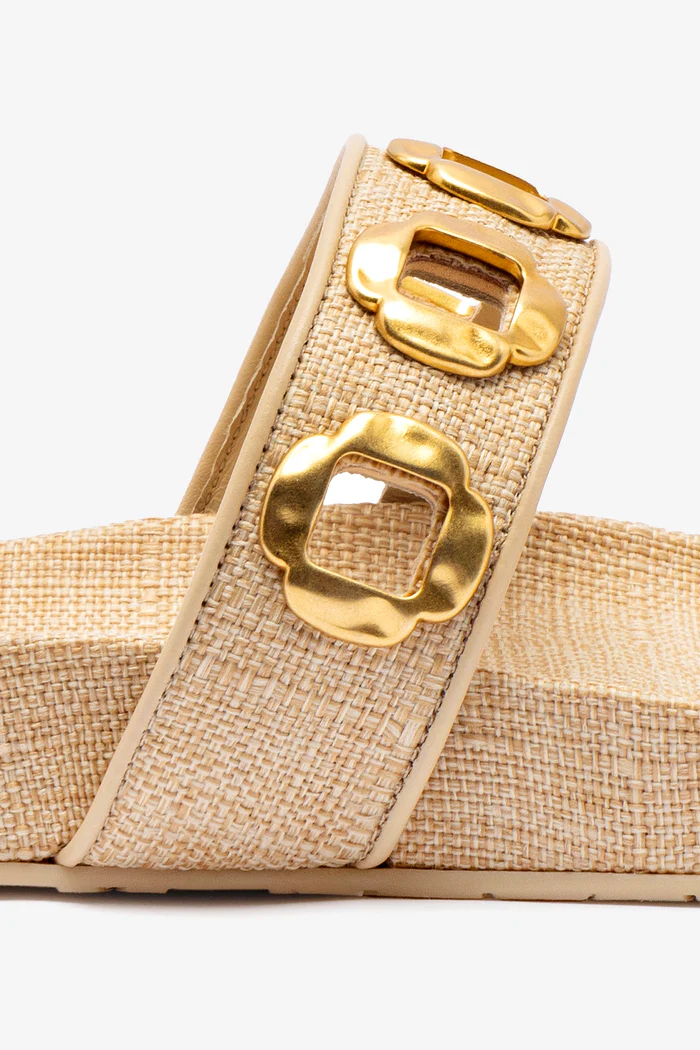 Milan Slide In Beige Raffia - Imagem 4