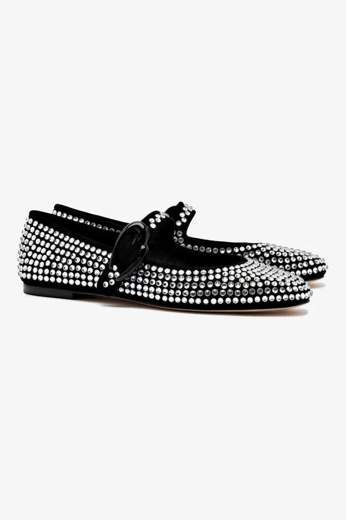 Verona Ballet Flat Crystal In Black Suede - Imagem 5