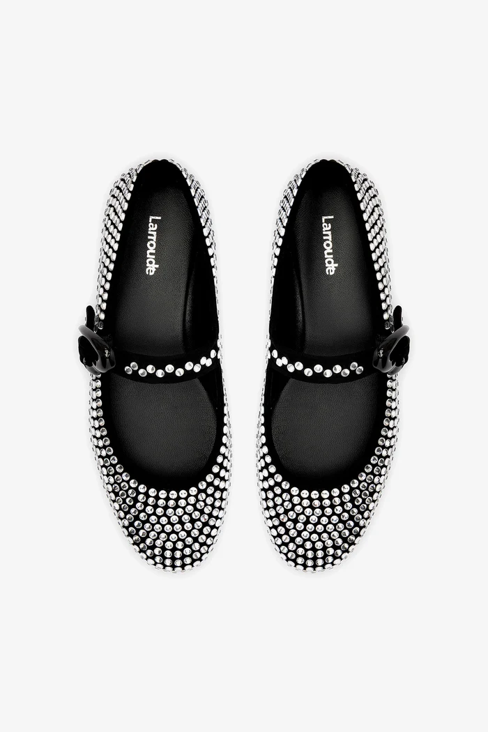 Verona Ballet Flat Crystal In Black Suede - Imagem 2