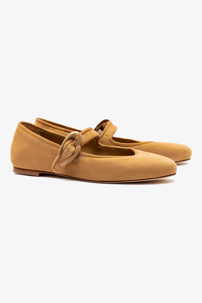 Verona Ballet Flat In Peanut Suede - Imagem 4