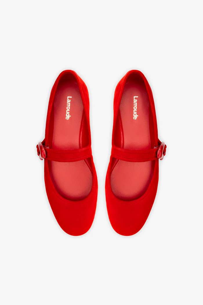 Verona Ballet Flat In Scarlet Suede - Imagem 2