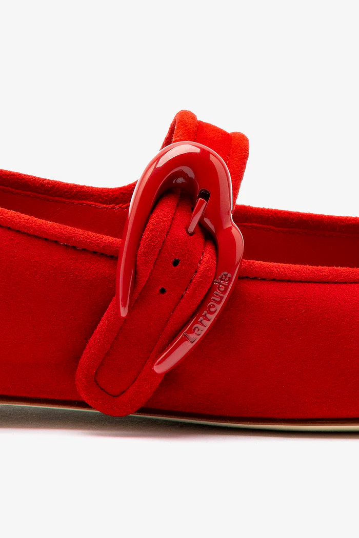 Verona Ballet Flat In Scarlet Suede - Imagem 4