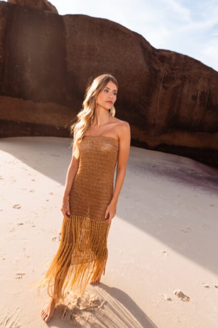 Alternative view of Vestido Wanda Ouro