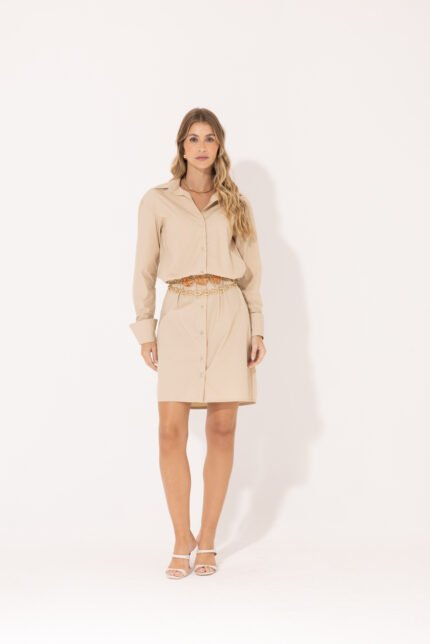 Vestido Camisa Liana Bege
