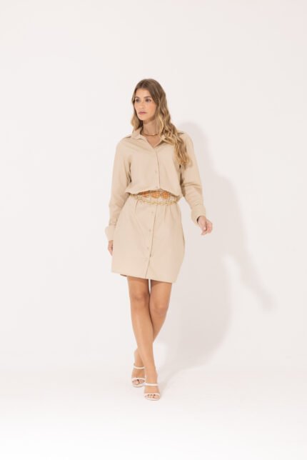 Alternative view of Vestido Camisa Liana Bege