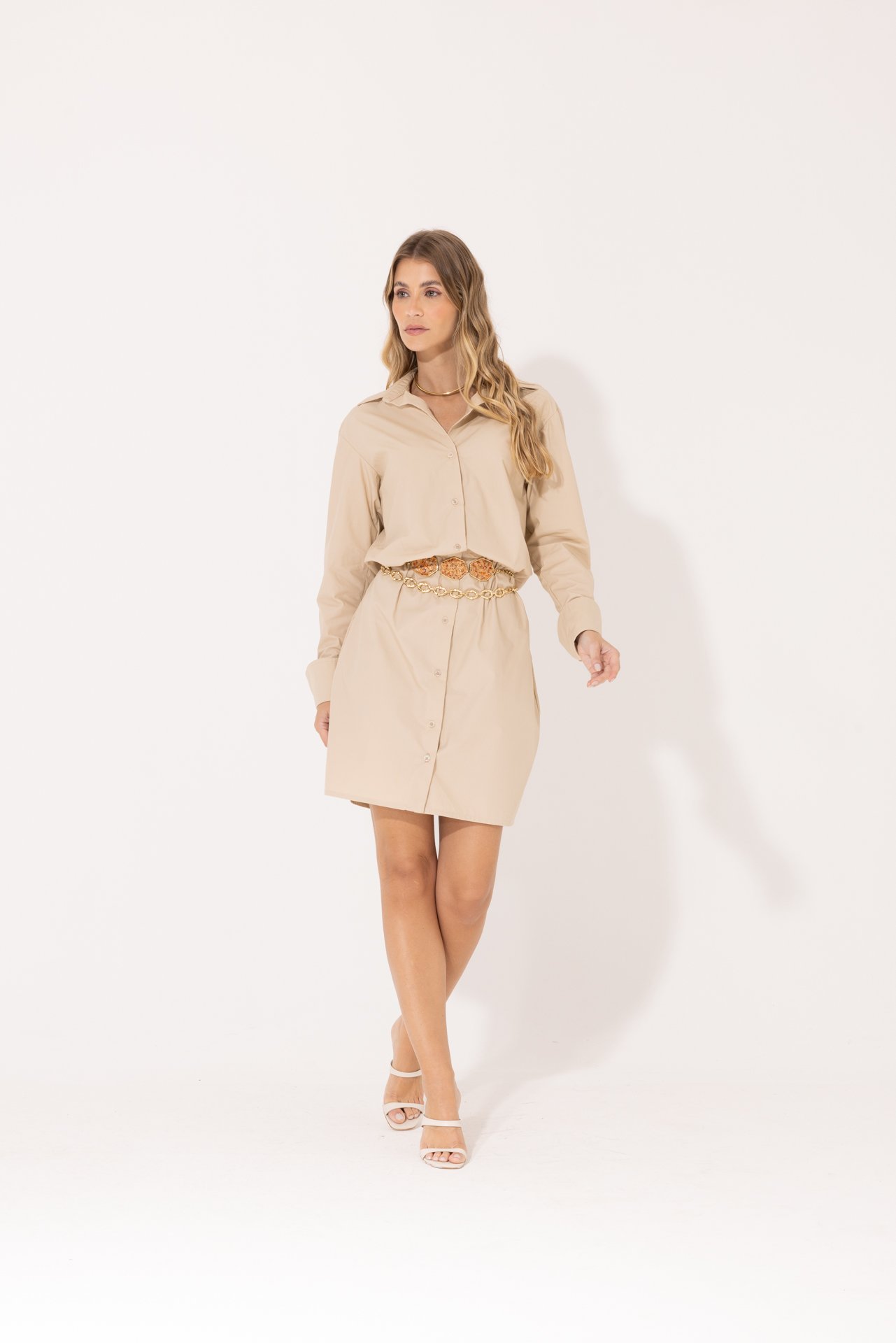 Vestido Camisa Liana Bege - Imagem 2