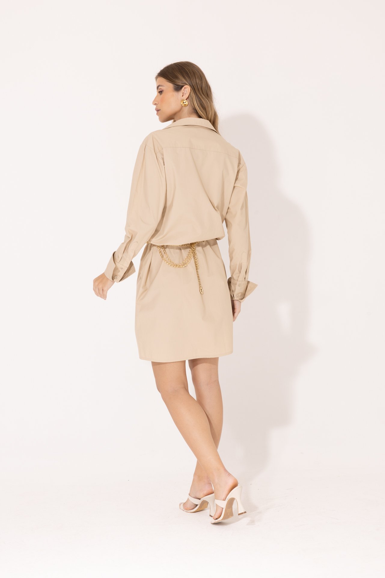 Vestido Camisa Liana Bege - Imagem 4